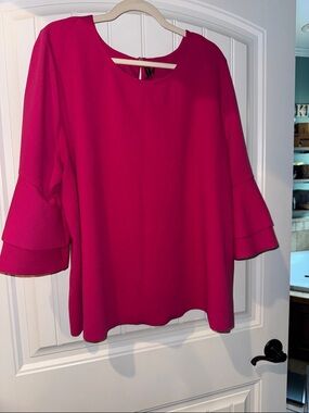 Lane Bryant Fuchsia Bell Sleeve Blouse
